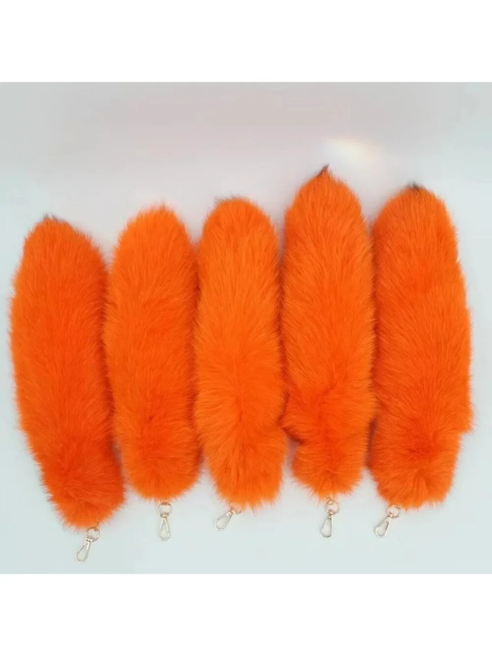 Women's Orange Pendant Cosplay Costume Halloween Furry Tails Keychain Handbag